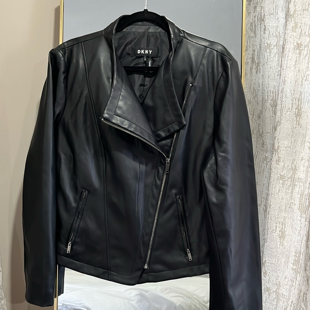 DKNT Black Moto Faux Leather Jacket